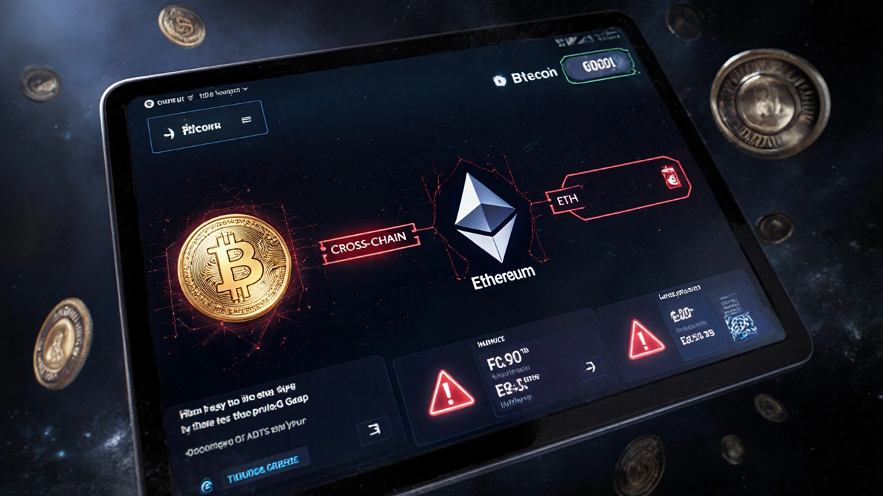 Transacción cruzada en tiempo real con señales de confirmación y riesgos visuales.