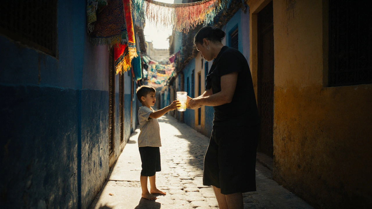 Un niño en Marruecos le da una limonada a un viajero sin pedir nada a cambio.