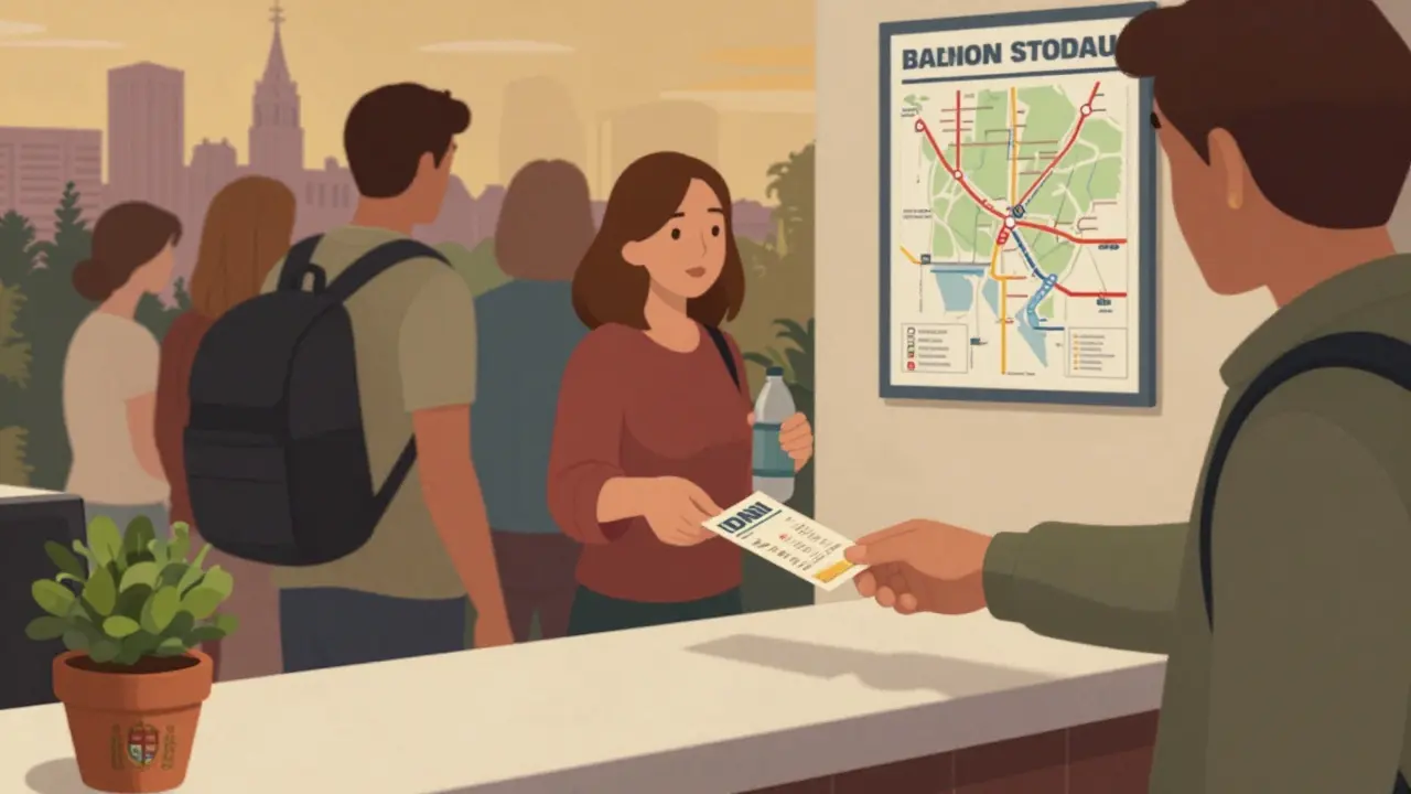 Un residente de Madrid muestra su DNI para obtener un descuento en taquilla.