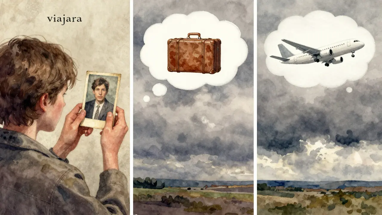 Ilustración acuarela de deseos y dudas sobre viajar