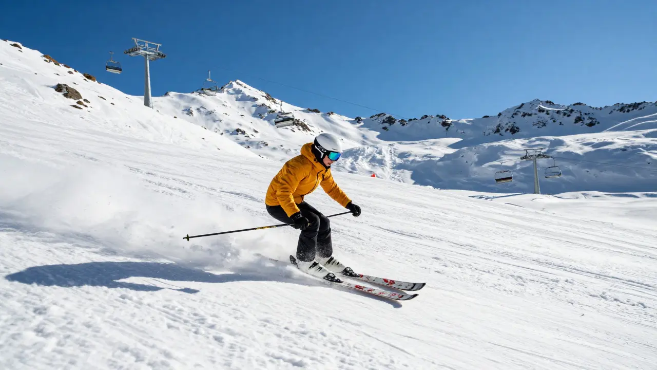 Esquiadores disfrutando del sol y la nieve en una estación pirinenca