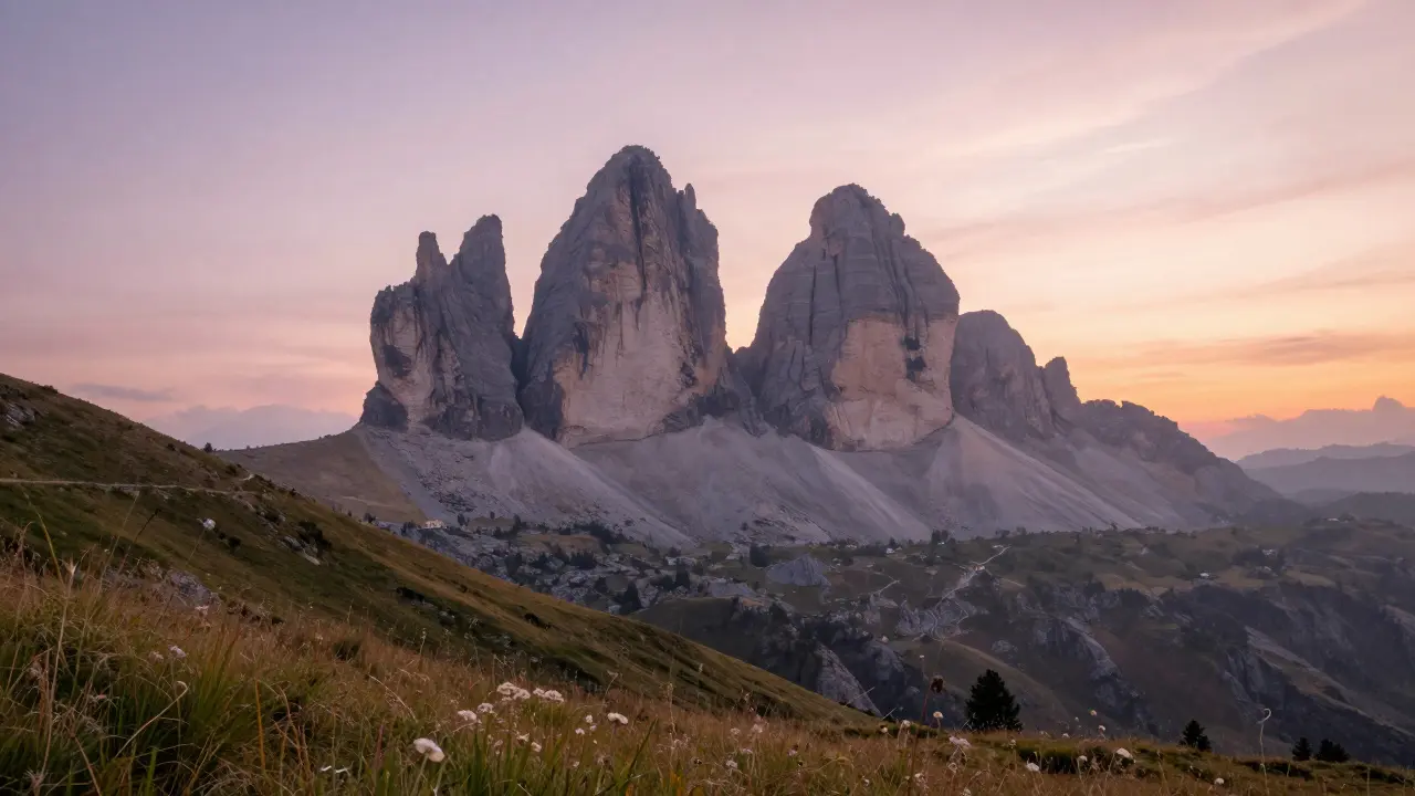La silueta bicéfala del Pedraforca iluminada por el amanecer en Cataluña